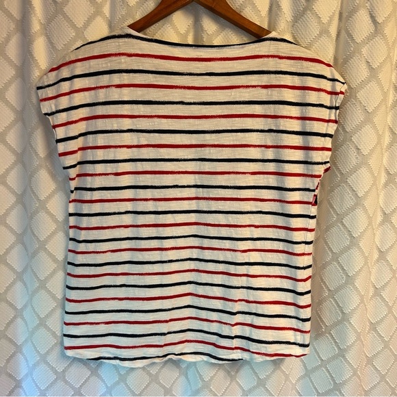 Talbots Women's Striped Floral Top - Red and Blue - Picture 4 of 4